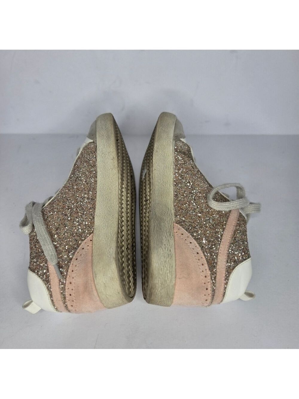 Mi.iM Glitter Star Pink White Mid-Rise Distressed Sneakers Women's Size 8.5 - Picture 7 of 12